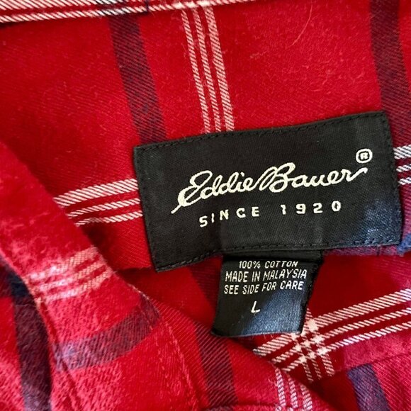 Eddie Bauer Long Sleeve Red Button Down Shirt Mens Large - Picture 9 of 10